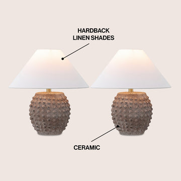 Effie 18.25" Minimalist Scandinavian Ceramic/Iron Hobnail LED Table Lamp